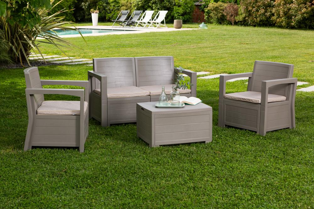 Conjunto De Resina Para Exterior/jardín Efecto Madera Licata Tortora