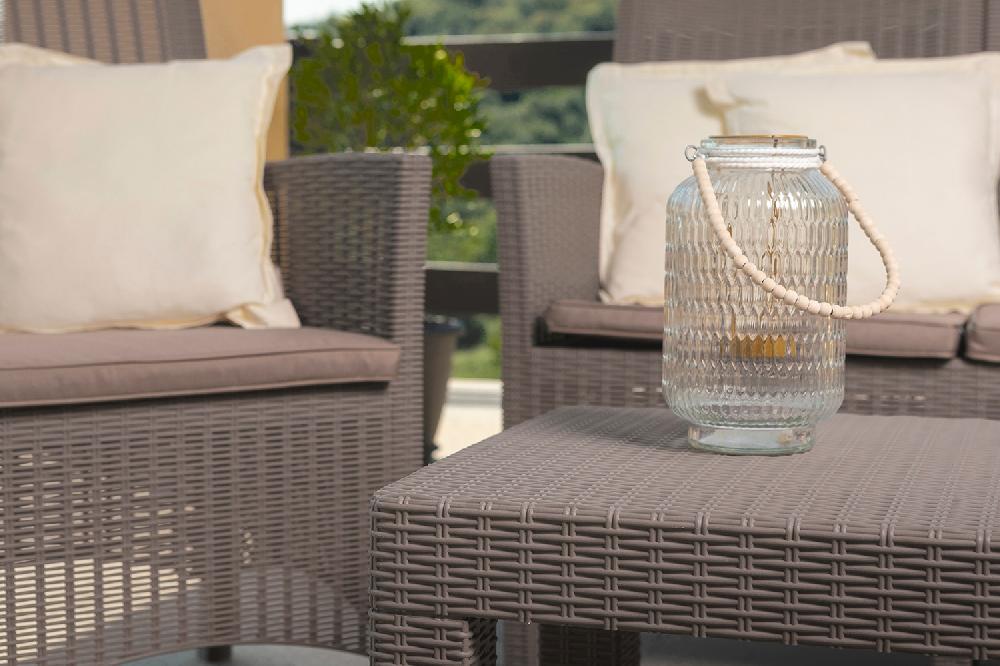 Conjunto De Resina Para Exterior/jardín Efecto Ratán Furore Gris Topo