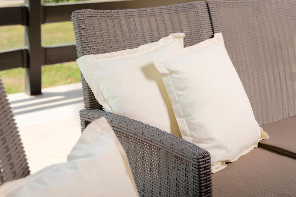 Conjunto De Resina Para Exterior/jardín Efecto Ratán Furore Gris Topo