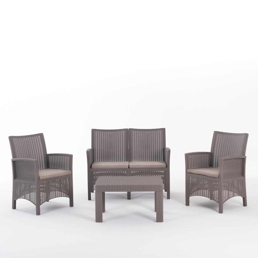 Conjunto de resina para exterior/jardín efecto ratán Furore gris topo