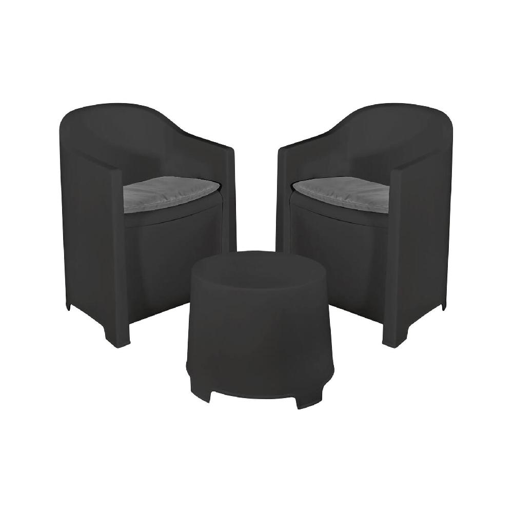 Conjunto De Salón De Exterior Milazzo Composición De Jardín Con 2 Sillones Y 1 Mesa De Centro Salón Interior Y Exterior Con Cojines Antracita