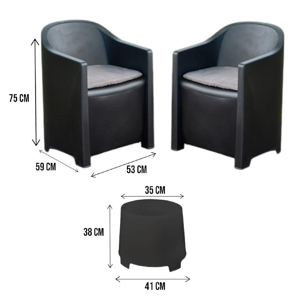 Conjunto De Salón De Exterior Milazzo Composición De Jardín Con 2 Sillones Y 1 Mesa De Centro Salón Interior Y Exterior Con Cojines Antracita