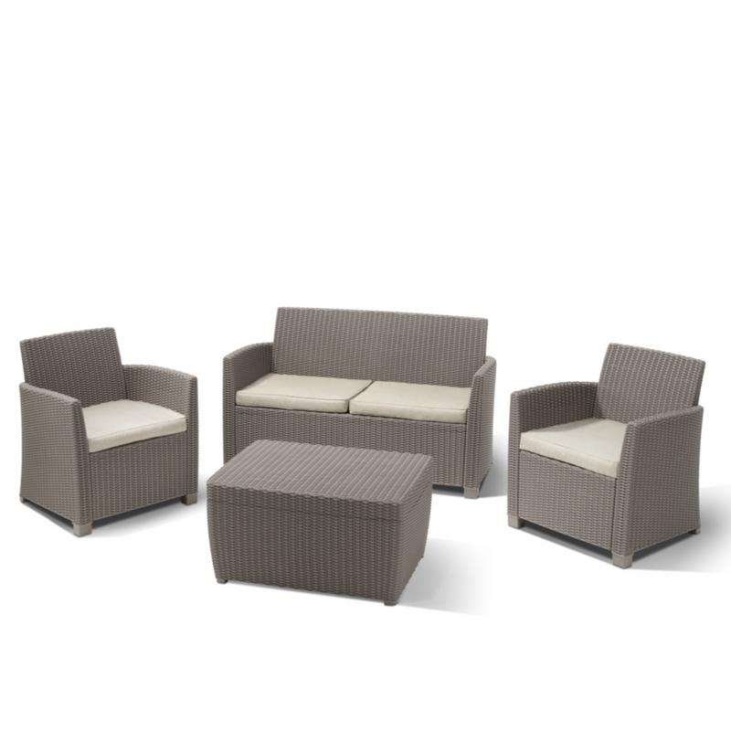 Conjunto de salón de jardín marrón "Mia Lounge" sofá + 2 sillones + mesa de centro