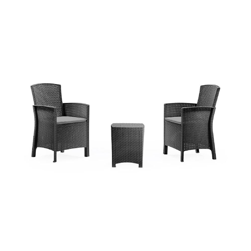 Conjunto De Salón Exterior Jupiter Conjunto De Jardín Con Cojines Conjunto De Salón Interior Efecto Ratán 100% Made In Italy Antracita