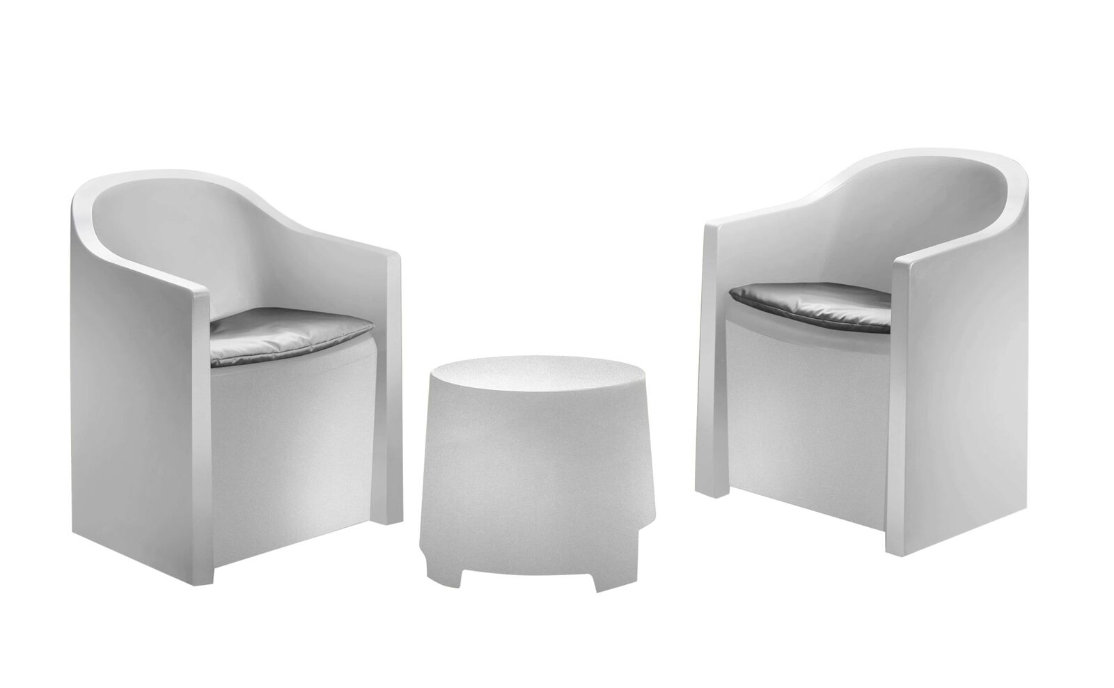 CONJUNTO DE SALÓN LUNA GARDEN CON 2 SILLONES Y MESA BLANCA CON COJINES