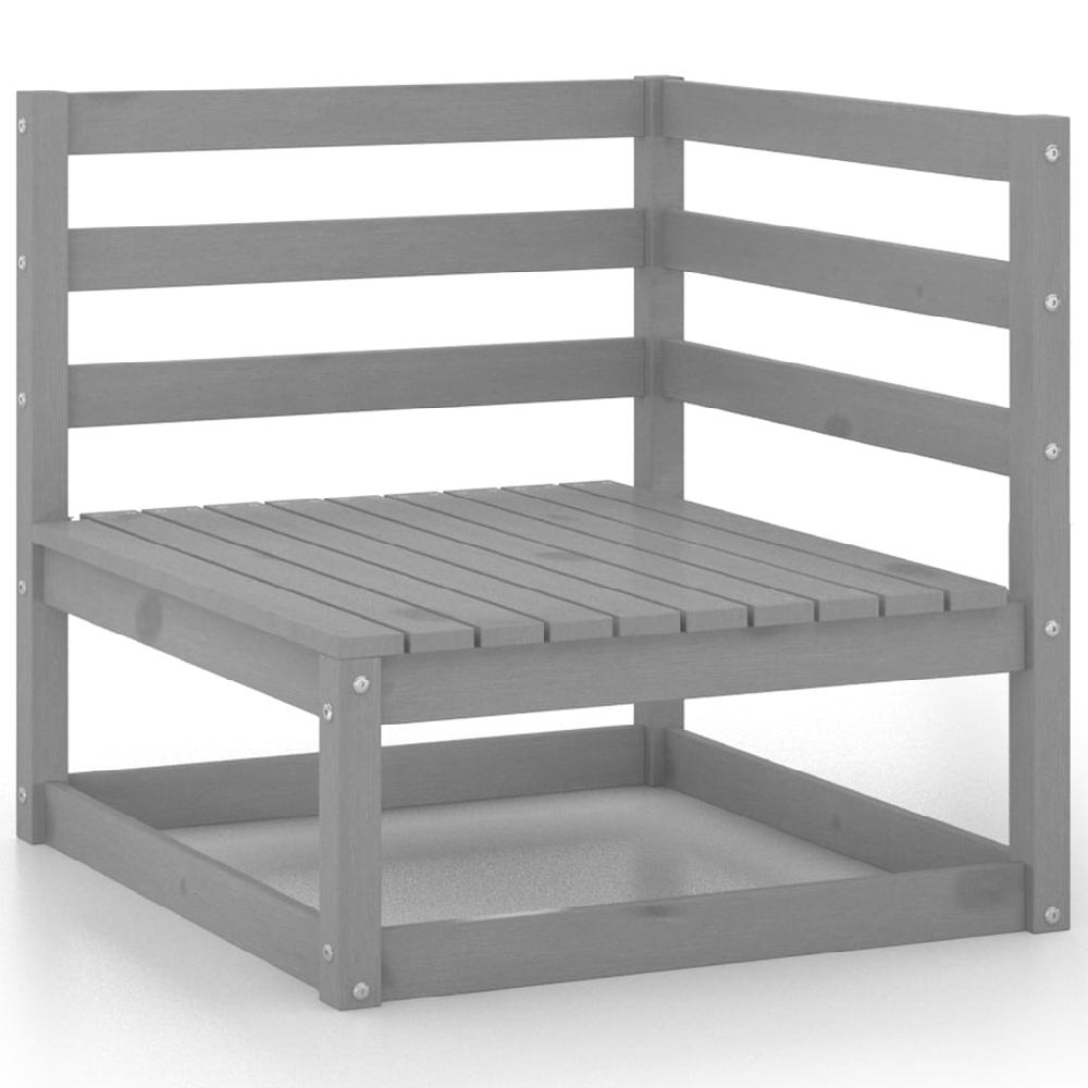 Conjunto De Salón Para Jardín De 9 Piezas De Madera Maciza De Pino Gris VidaXL