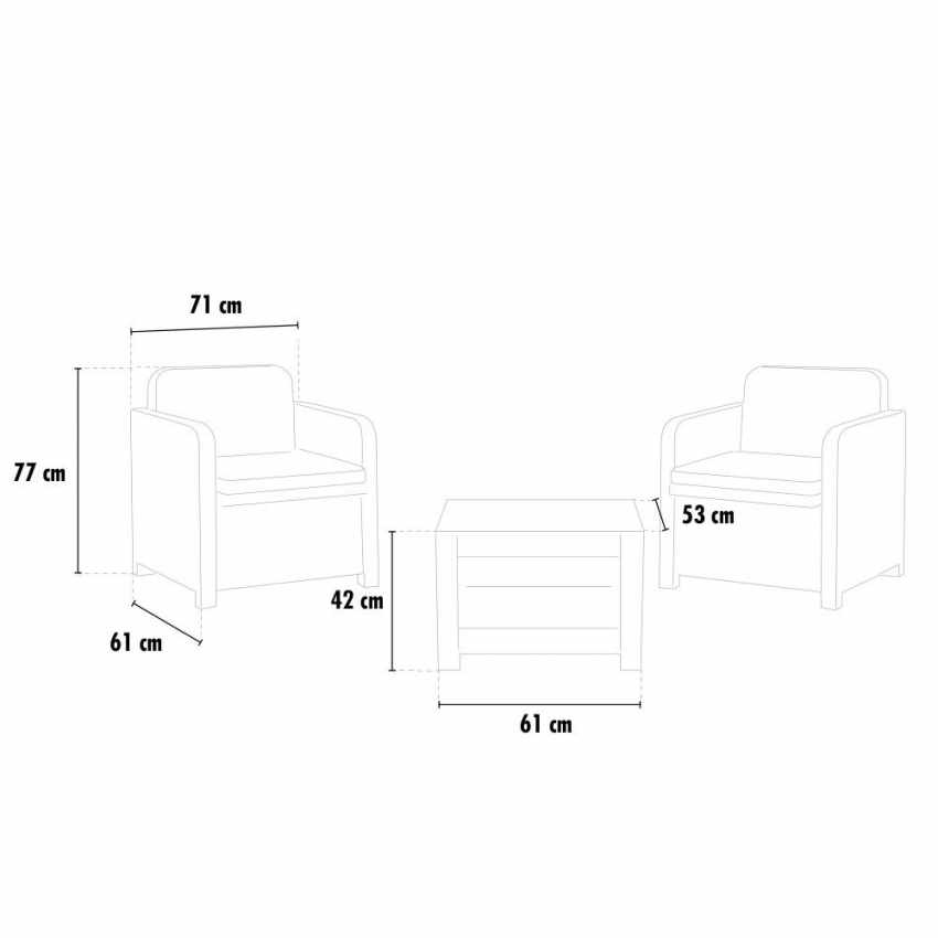 Conjunto De Sillones Para Exterior Grand Soleil Giglio Bar Mimbre 2 Plazas - Beige