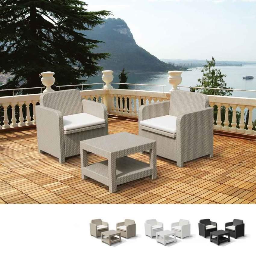 Conjunto de sillones para exterior Grand Soleil Giglio bar mimbre 2 plazas - Beige