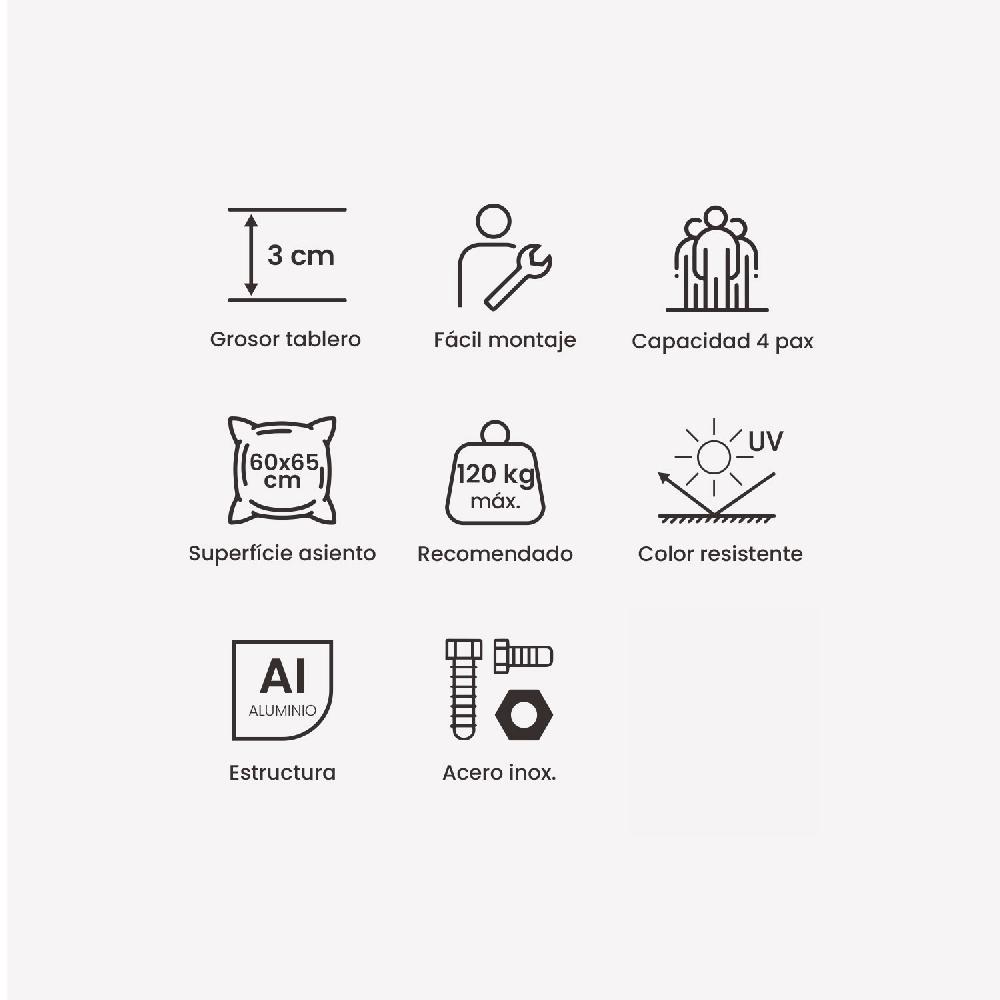 Conjunto De Sofá 2 Plazas 2 Sillones Y Mesita Café De Aluminio Blanco