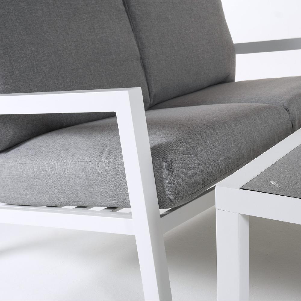 Conjunto De Sofá 2 Plazas 2 Sillones Y Mesita Café De Aluminio Blanco