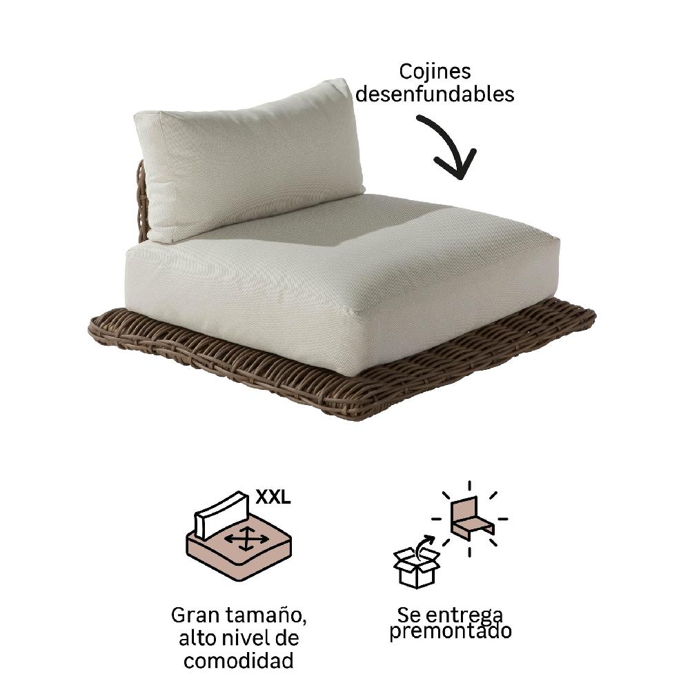 Conjunto De Sofás Y Mesa Baja Maya De Mimbre Para 4 Personas