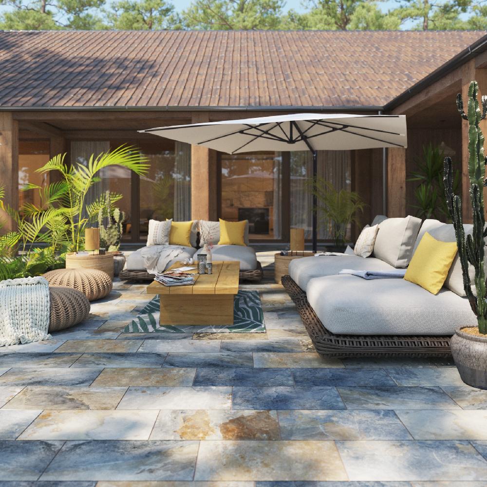 Conjunto de sofás y mesa baja Maya de mimbre para 4 personas