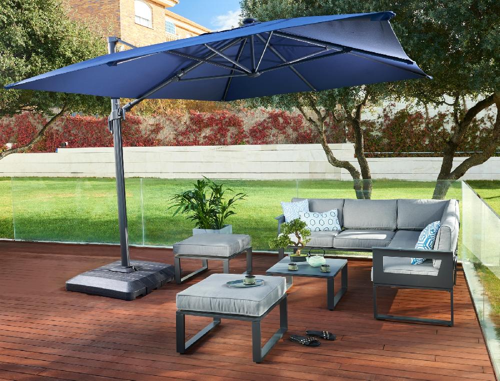 Conjunto De Sofás Y Mesa Baja Odyssea De Aluminio Antracita Para 10 Personas