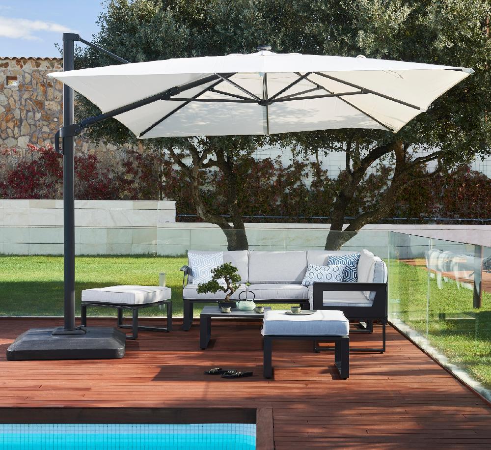 Conjunto De Sofás Y Mesa Baja Odyssea De Aluminio Antracita Para 10 Personas