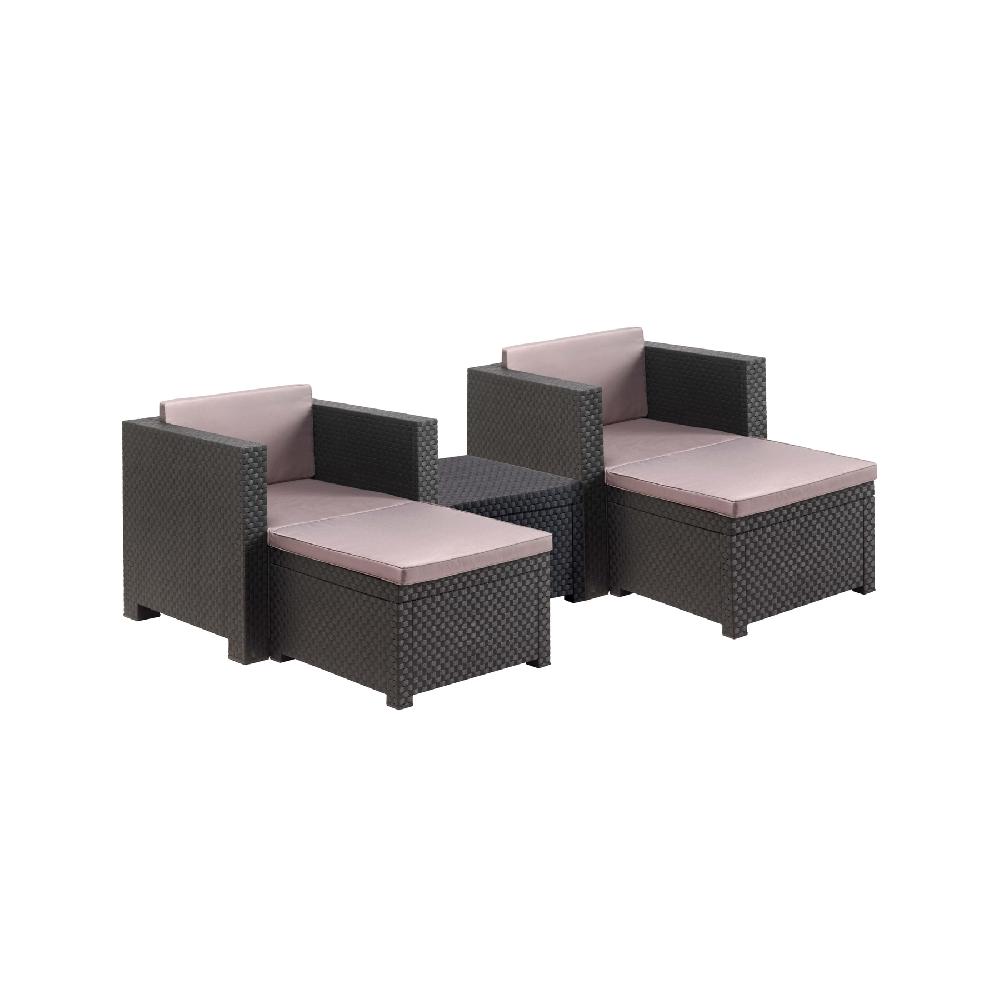 Conjunto De Sofás Y Mesa Baja Sira De Resina Inyectada Gris Grafito