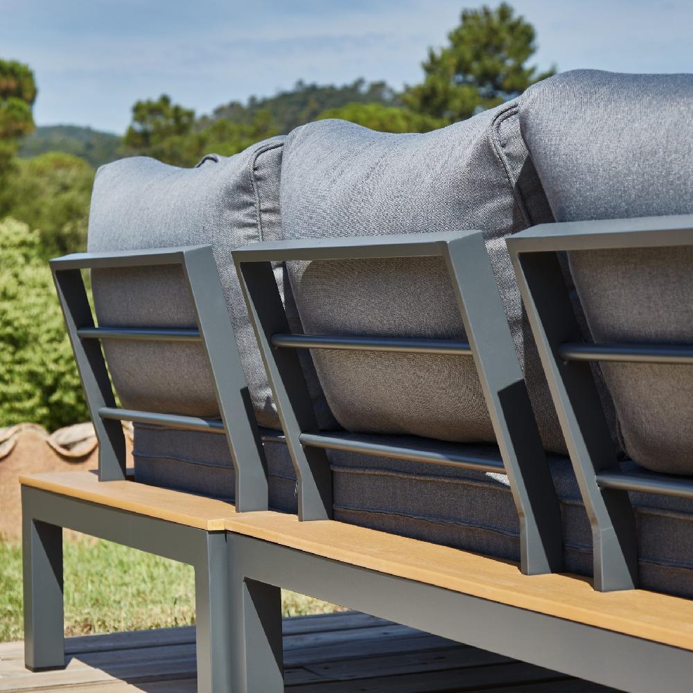 Conjunto Esquinero De Jardín Aluminio Antracita Y Polywood - Osaka