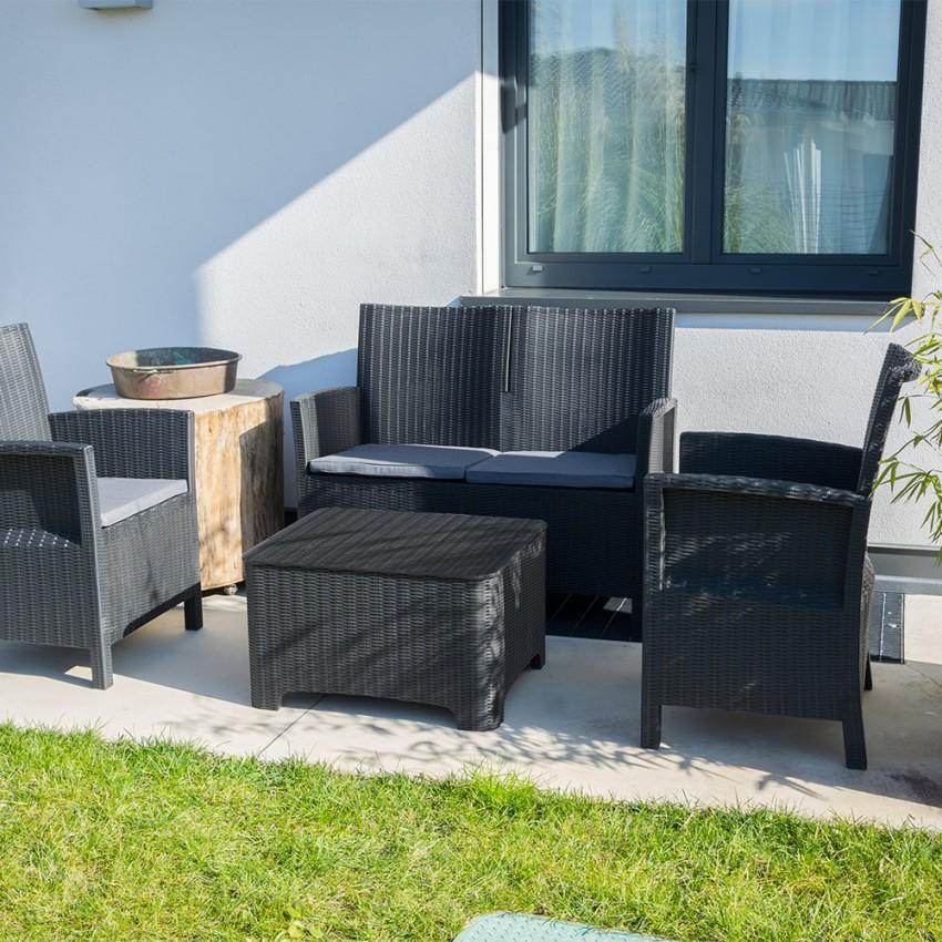 Conjunto Exterior 2 Sillones Sofá Mesa De Almacenaje Riccione Grand Soleil