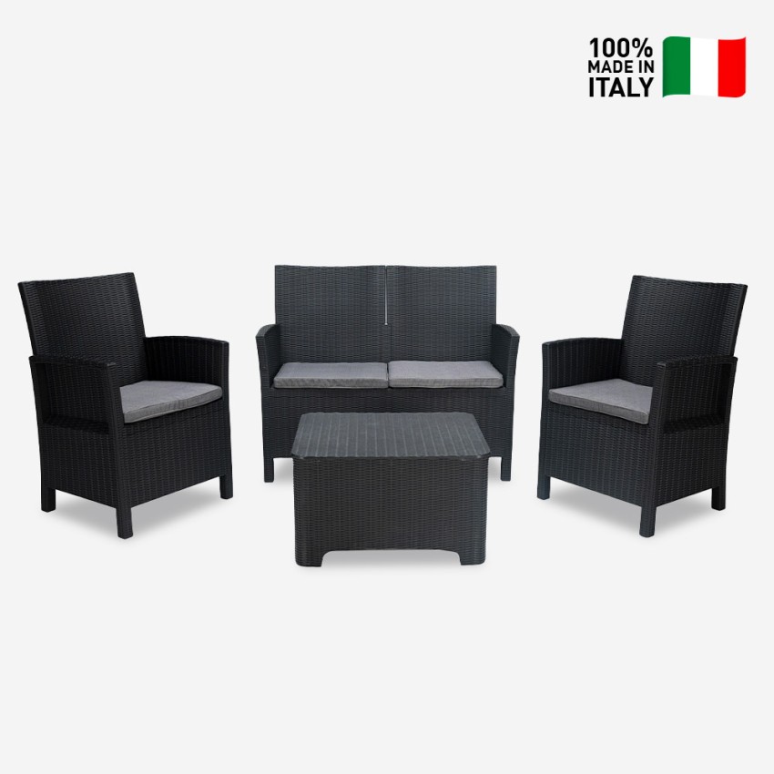 Conjunto Exterior 2 Sillones Sofá Mesa De Almacenaje Riccione Grand Soleil
