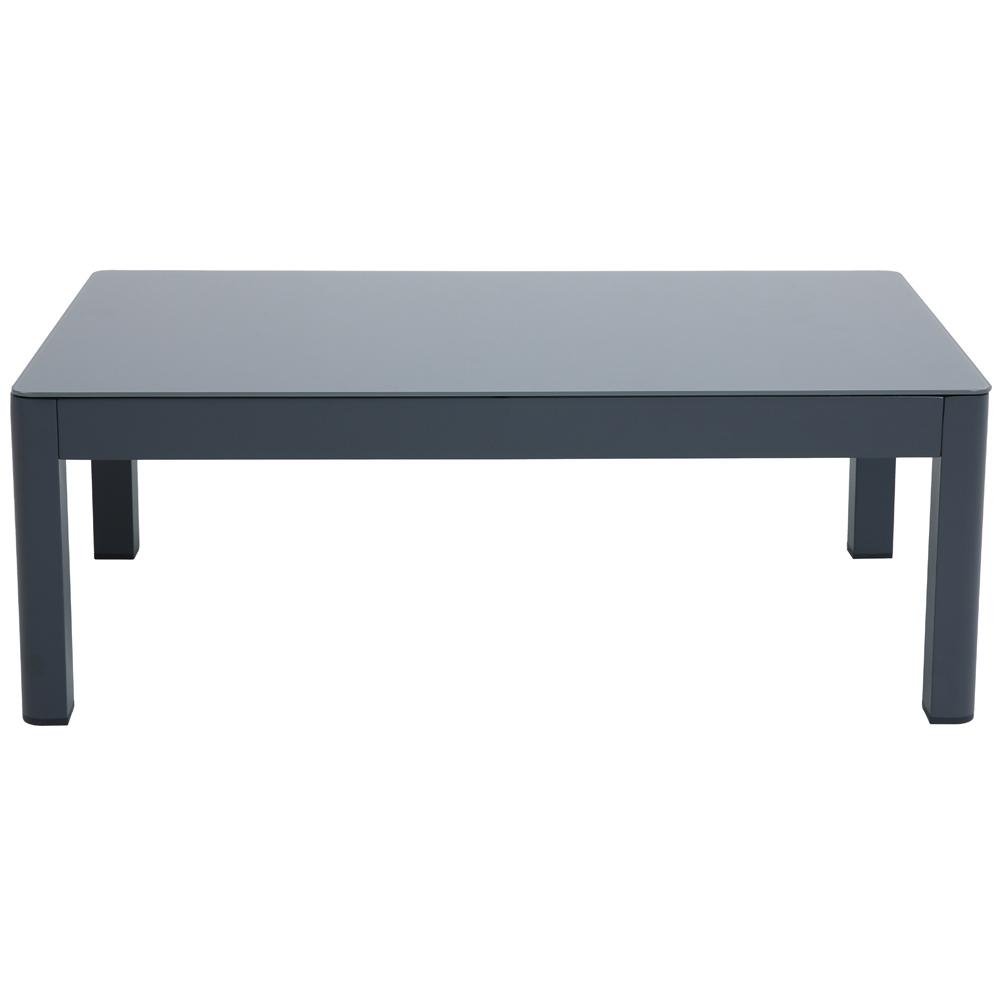 Conjunto GUARDAMAR 4 Piezas. Alum. Gris Antracita C/ Respaldo Y Asiento En Tejido Gris. Mesita C/cristal