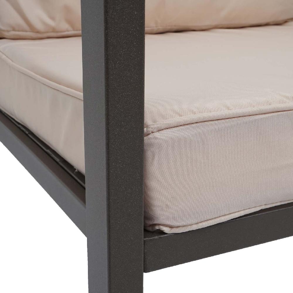 Conjunto HWC-L64 Conjunto De Salón De Jardín Conjunto De Salón Sofá Metal ~ Tapicería Crema-blanco