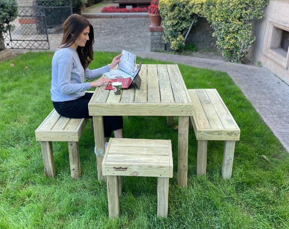 Conjunto Jardín De Madera Tratada De 5 Piezas- VidaHuerto