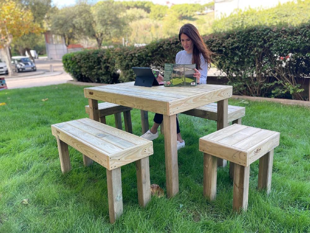 Conjunto Jardín De Madera Tratada De 5 Piezas- VidaHuerto