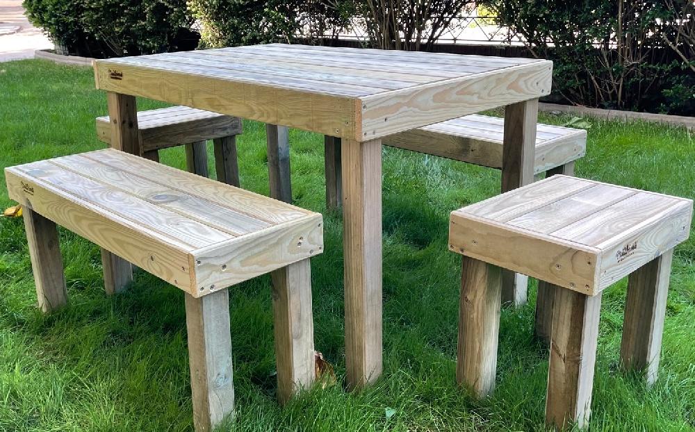 Conjunto jardín de madera tratada de 5 piezas- VidaHuerto