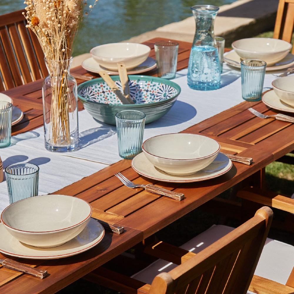 Conjunto Jardín Mesa Extensible Y 4 Sillas Plegables Con Cojines - Java