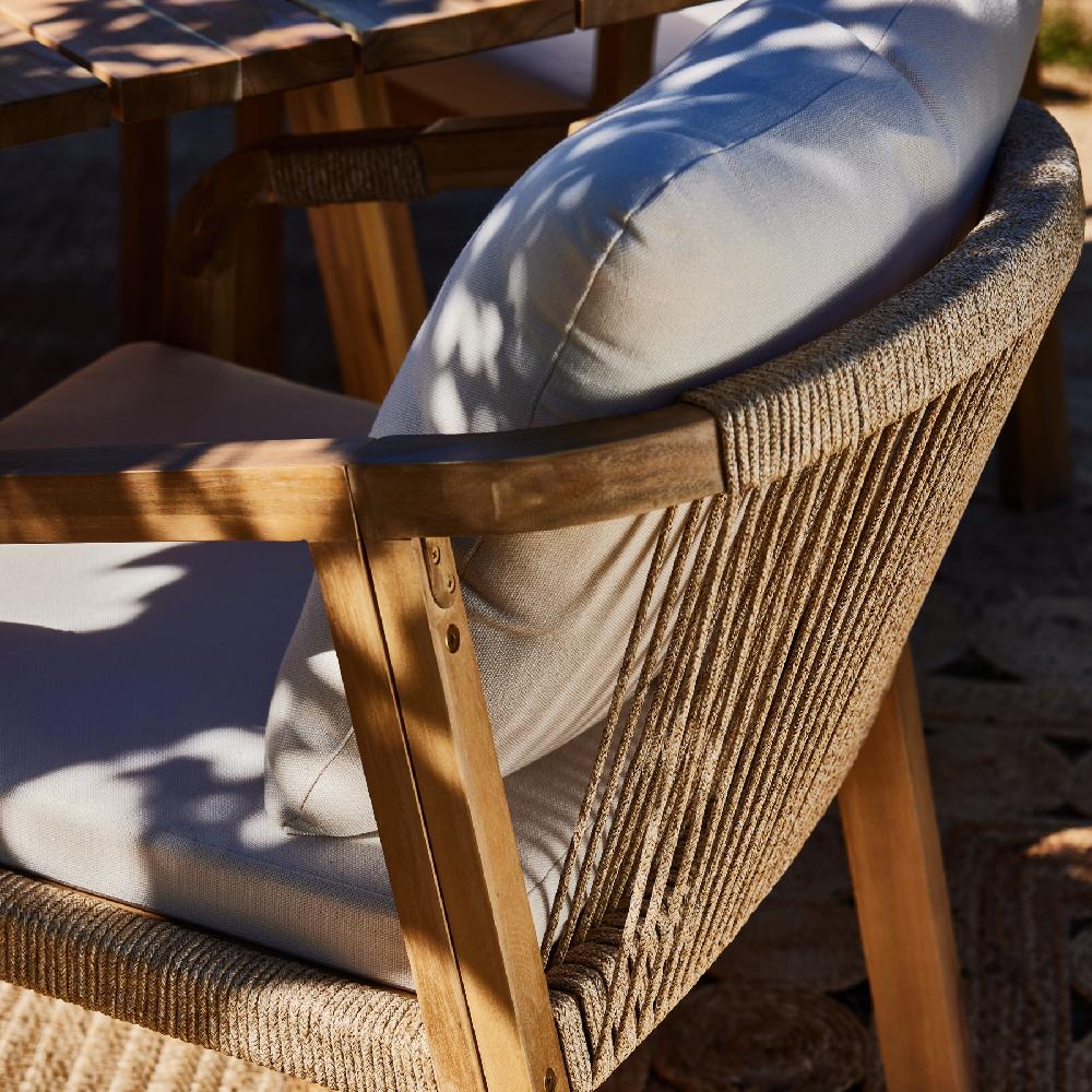 Conjunto Mesa Cerámica Terracota 205x105 Y 6 Sillas Cuerda Beige - Bisbal & Siena