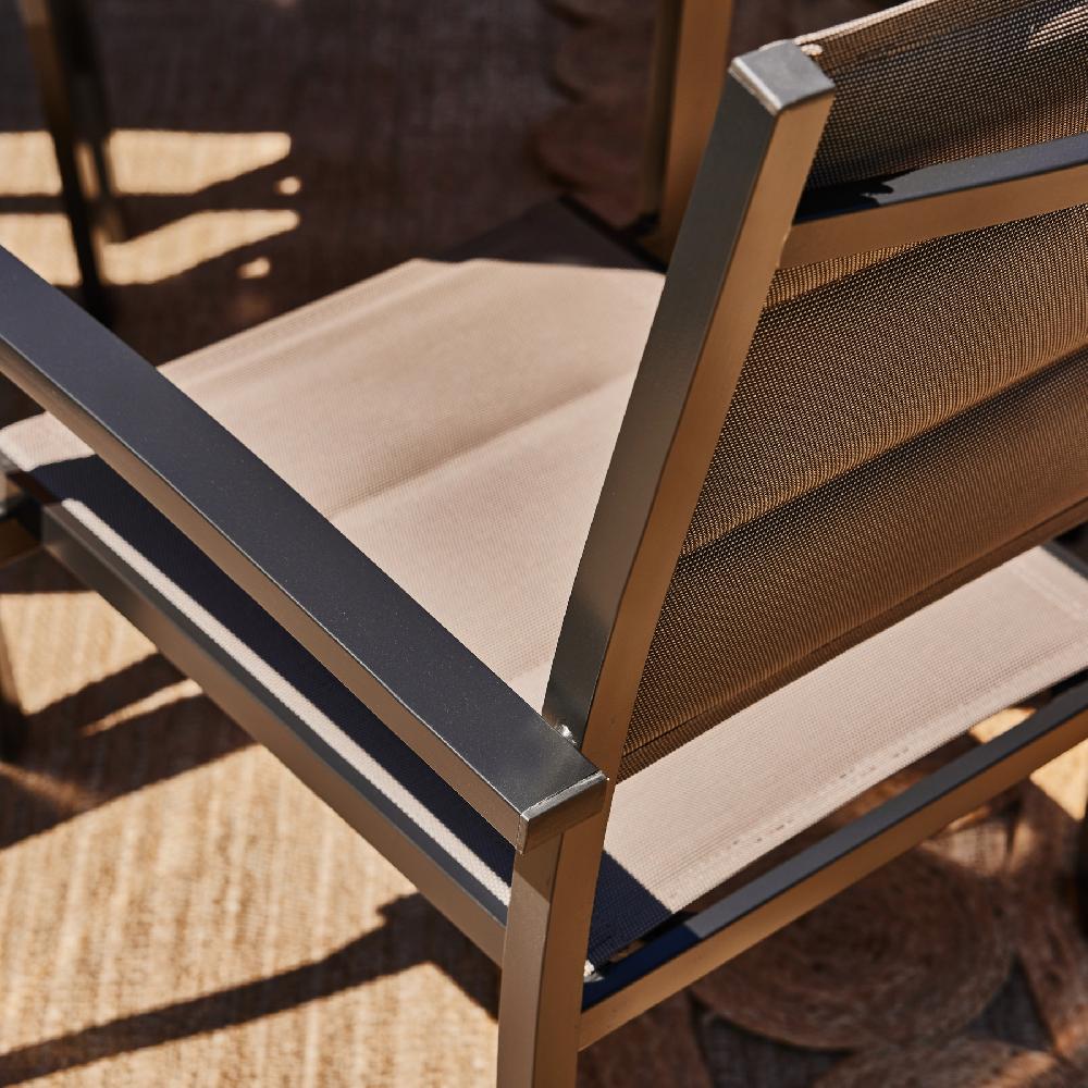 Conjunto Mesa Fija 160×90 Y 6 Sillas Jardín Marrón - Tokyo