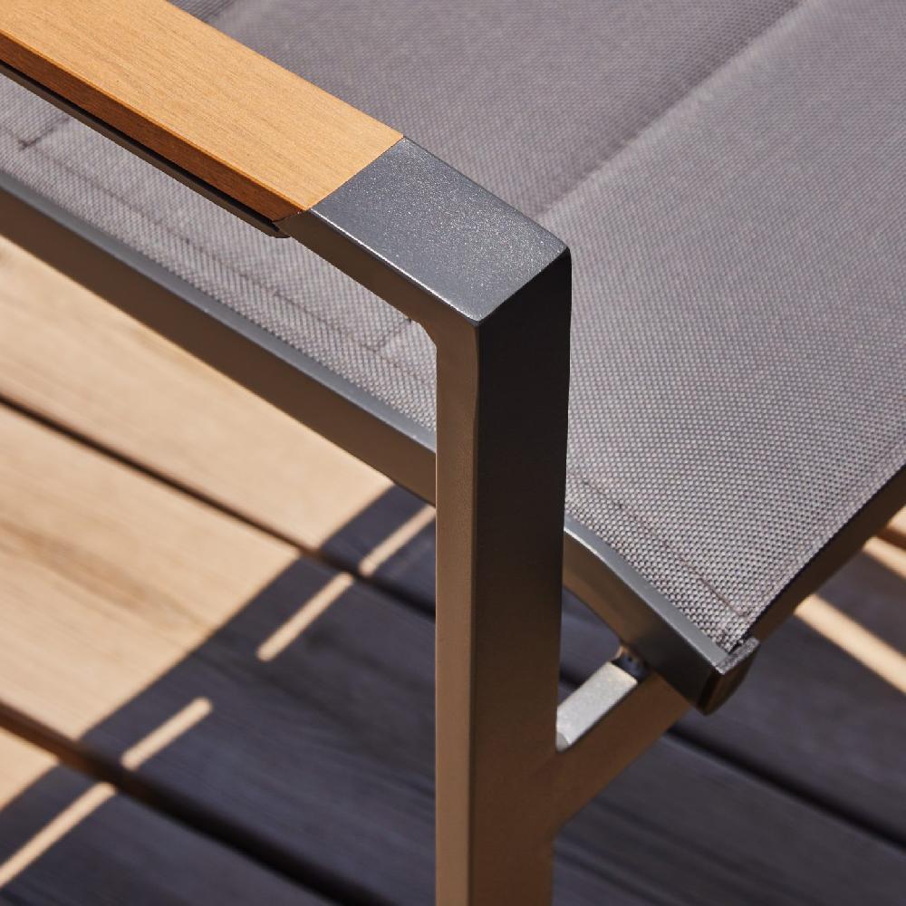 Conjunto Mesa Jardín 160/80x80 Cm Y 4 Sillas Aluminio Antracita - Osaka