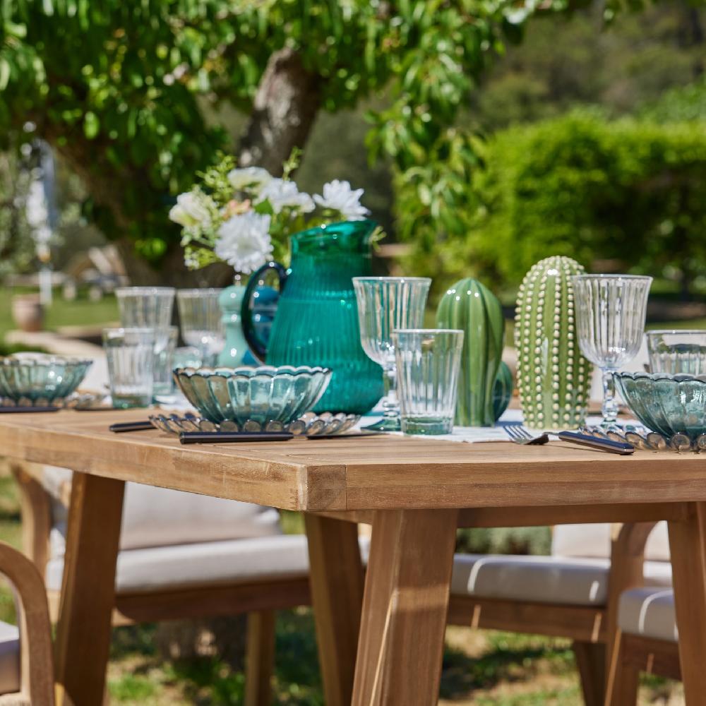 Conjunto Mesa Jardín 230×100 Cm Y 8 Sillas Madera Y Cuerda Negra - Zanzibar