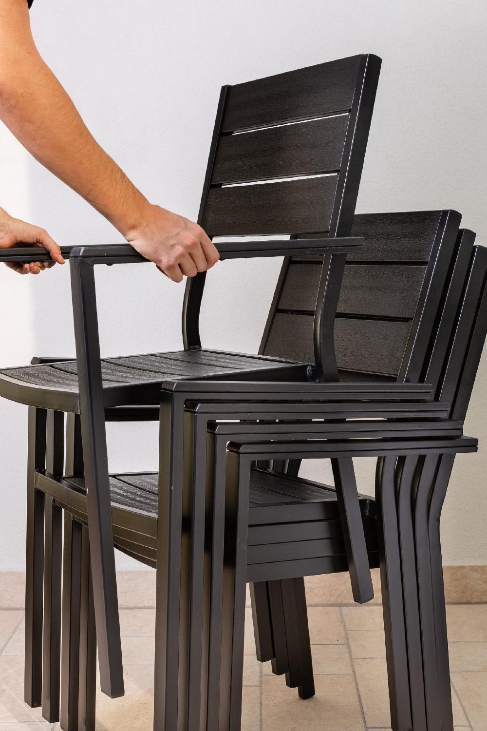 Conjunto Mesa Thomas + 6 Sillas Adele Antracita