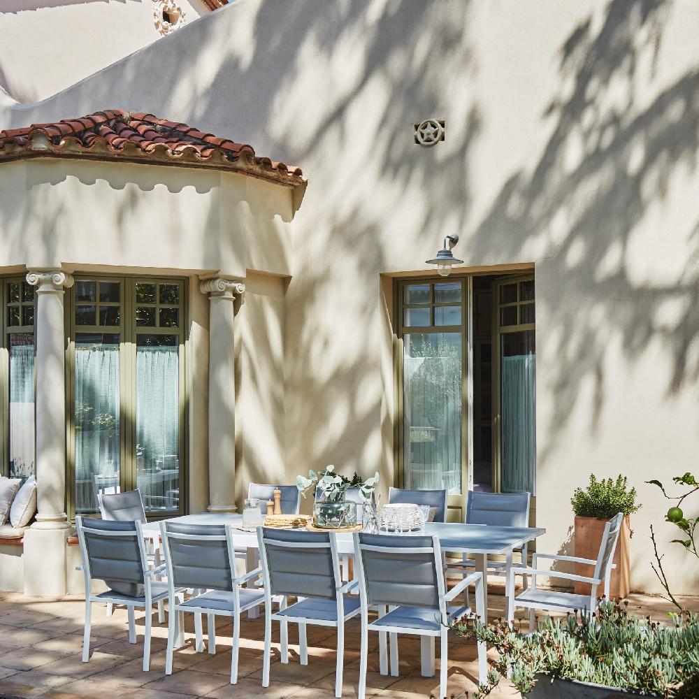 Conjunto Mesa Y Sillas Jardín 6 Plazas Aluminio Blanco - Tokyo