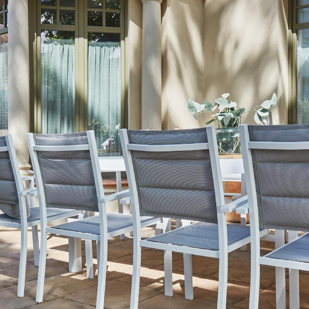 Conjunto Mesa Y Sillas Jardín 6 Plazas Aluminio Blanco - Tokyo