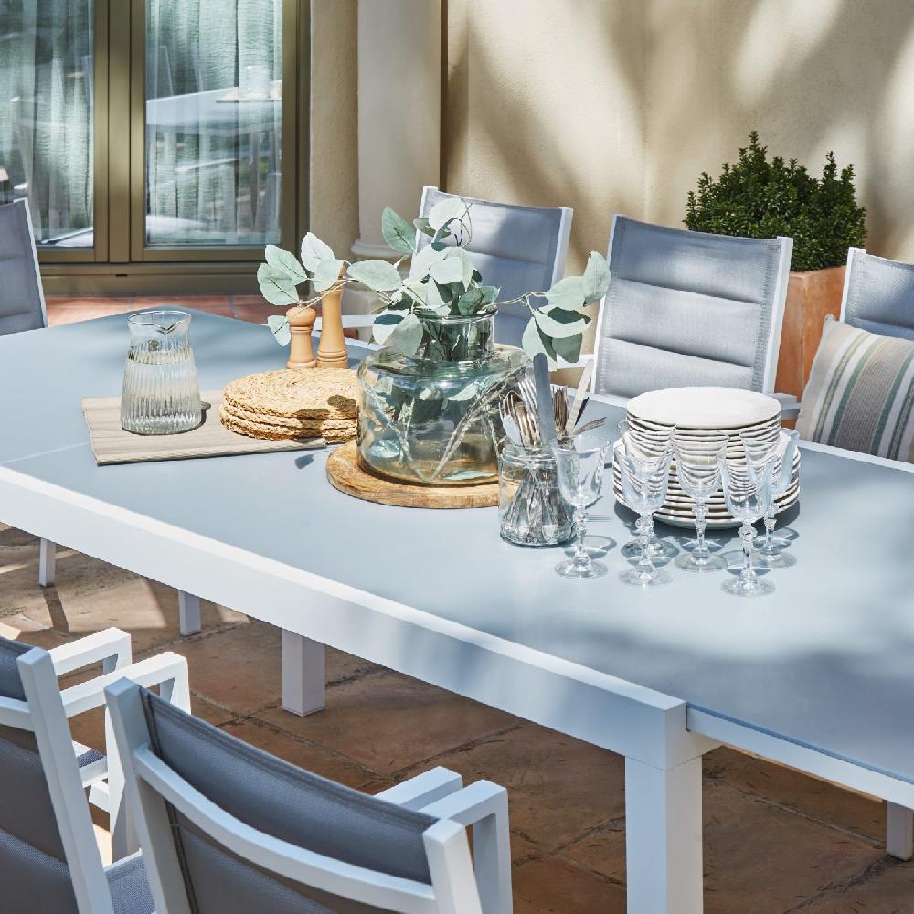 Conjunto Mesa Y Sillas Jardín 6 Plazas Aluminio Blanco - Tokyo