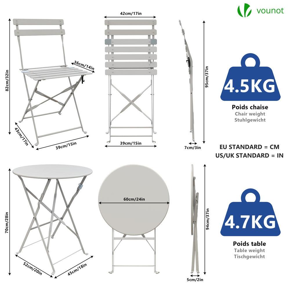 Conjunto Mesa Y Sillas Jardín Plegable Set De Bistro Muebles De Jardín Acero Blanco