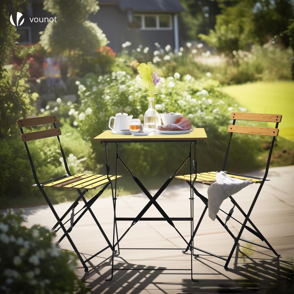 Conjunto Mesa Y Sillas Jardín Plegable Set De Bistro Muebles De Jardín Madera