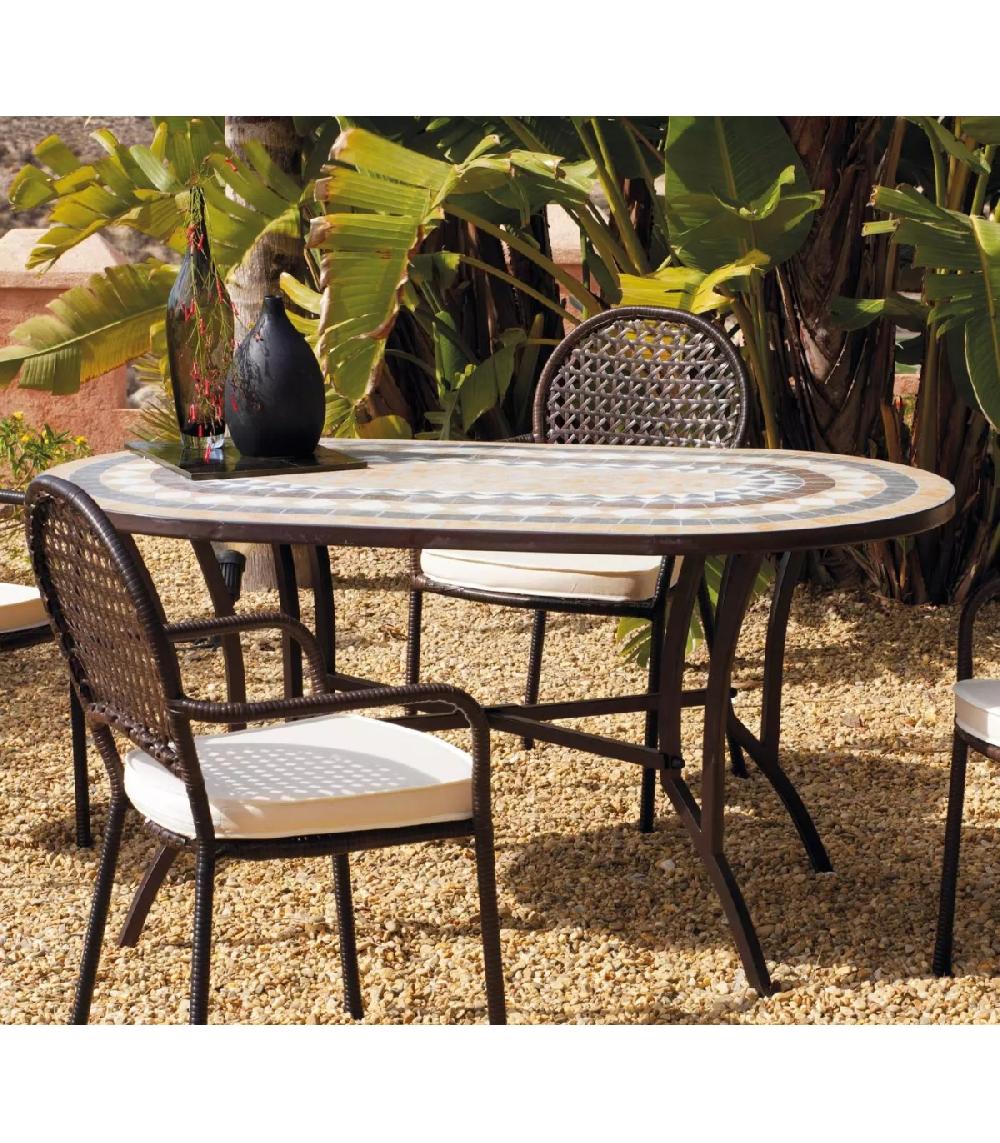 Conjunto Mosaico Jardín De Mesa Y 4 Sillones Con Cojines Oasis/Bahia-150/4
