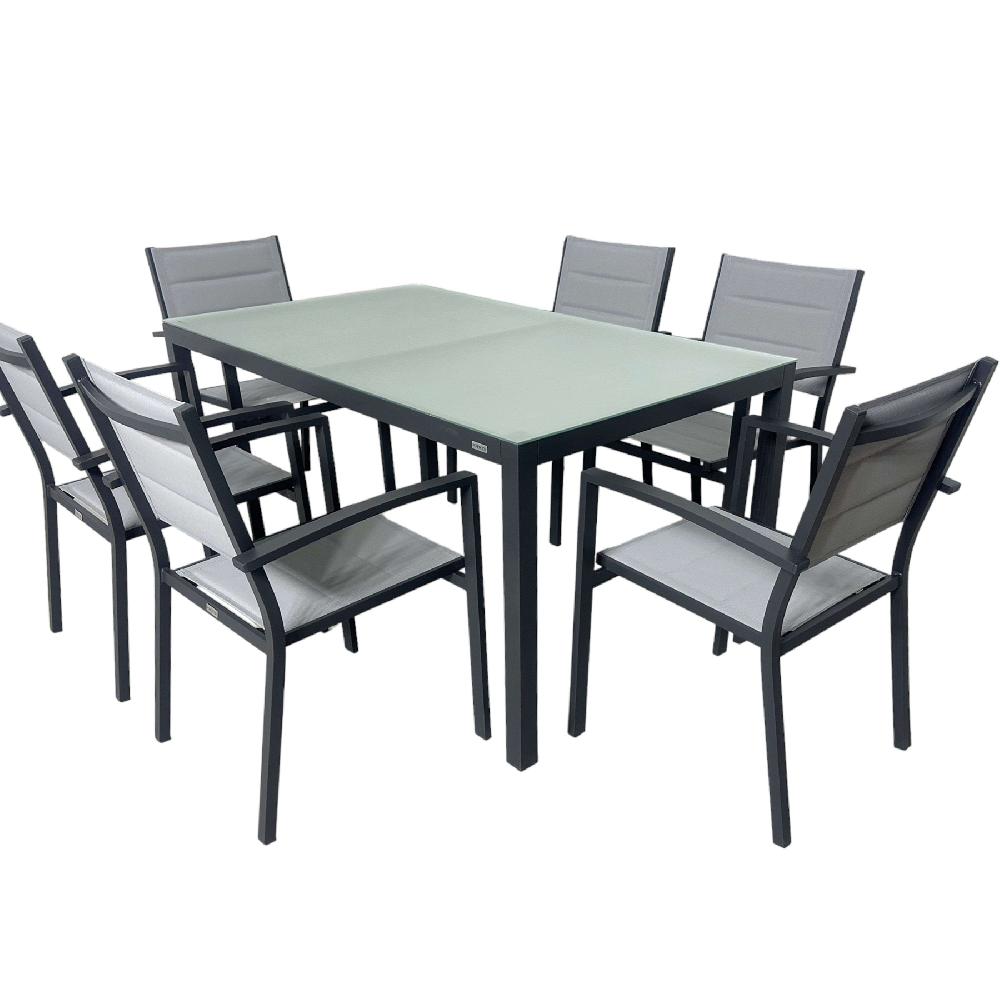 Conjunto Muebles De Exterior Pack Mesa 150cm + 4 Sillas Mallorca - Color Gris