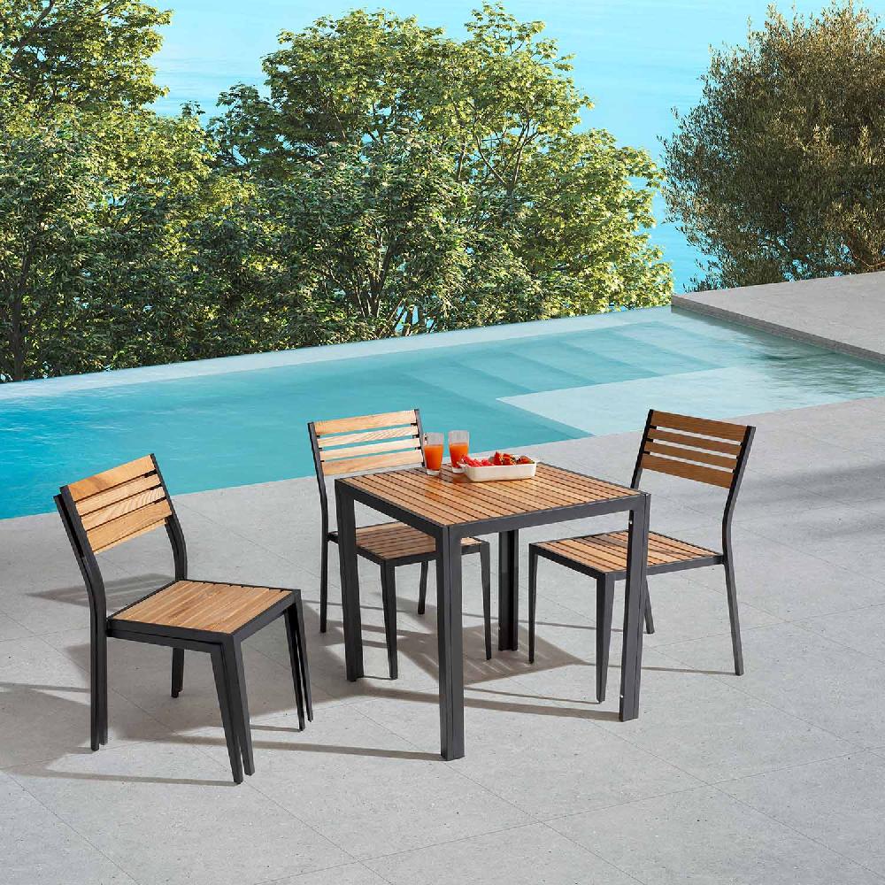 Conjunto Muebles De Jardín Coral 5 Piezas Negro Mesa Y 4 Sillas