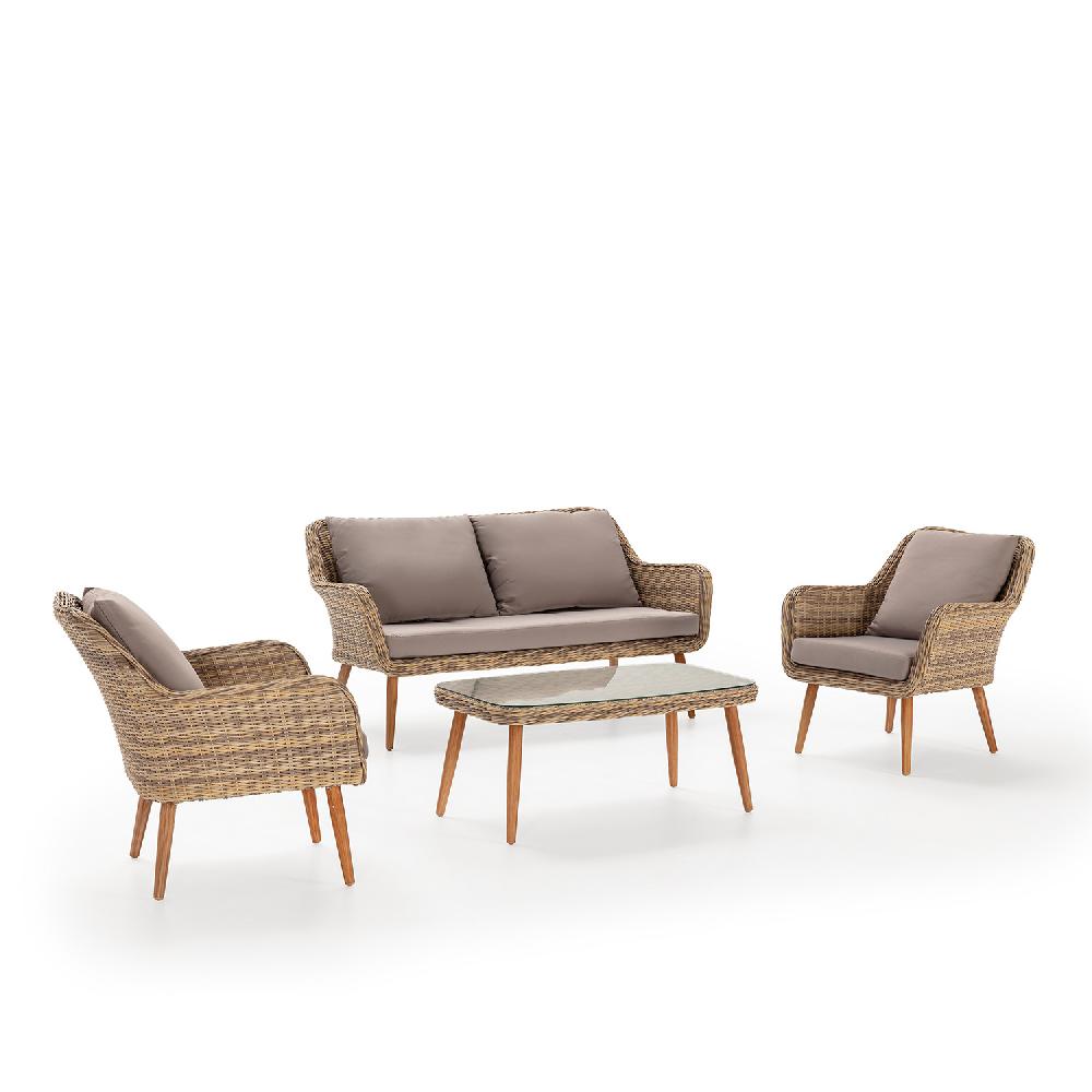 Conjunto Muebles de jardín Lila de ratán sintético 4 Piezas