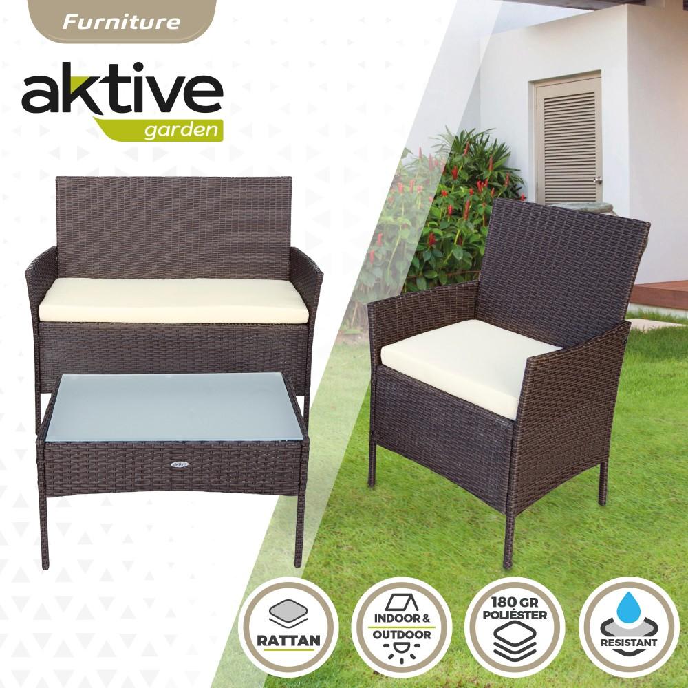 Conjunto Muebles Terraza Sillones Sofá Y Mesa Ratán Aktive