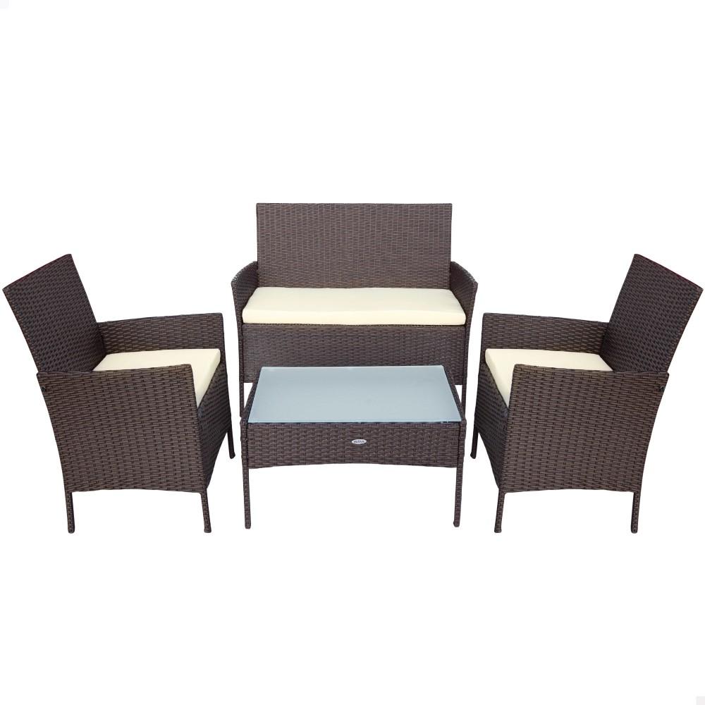 Conjunto muebles terraza sillones sofá y mesa ratán Aktive