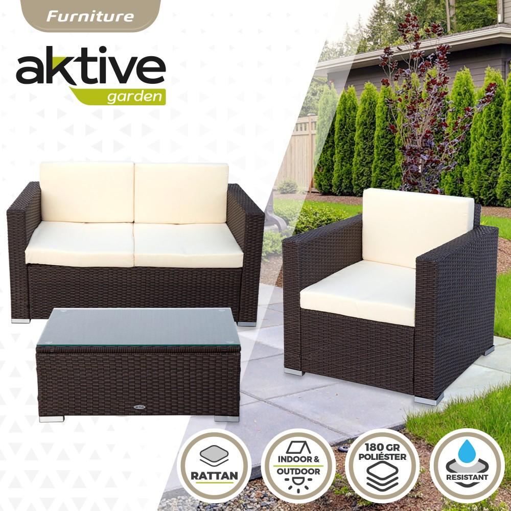 Conjunto Muebles Terraza Sillones Sofá Y Mesita Ratán Aktive