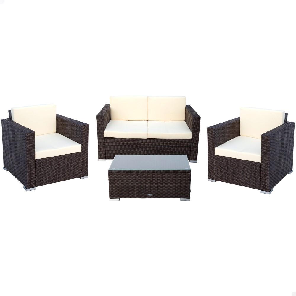 Conjunto muebles terraza sillones sofá y mesita ratán Aktive