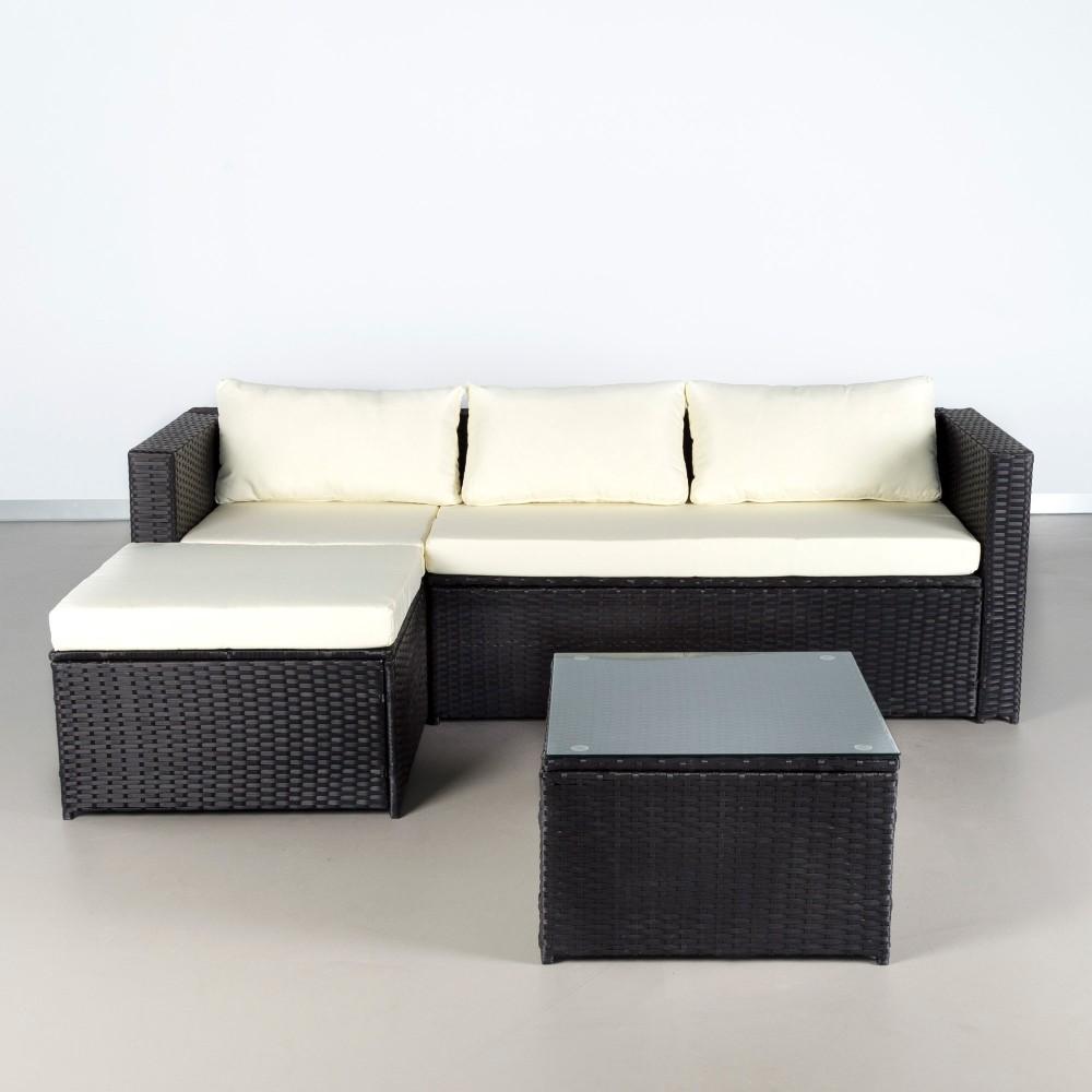 Conjunto Muebles Terraza Y Jardín Ratán C/sofá Chaise Longue Modular Y Mesa Aktive