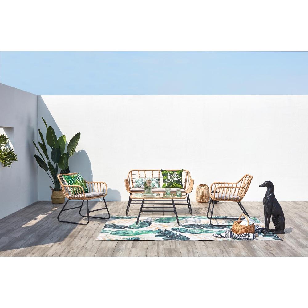 Conjunto Para Balcón 4 Plazas De Ratán Y Acero PAREA