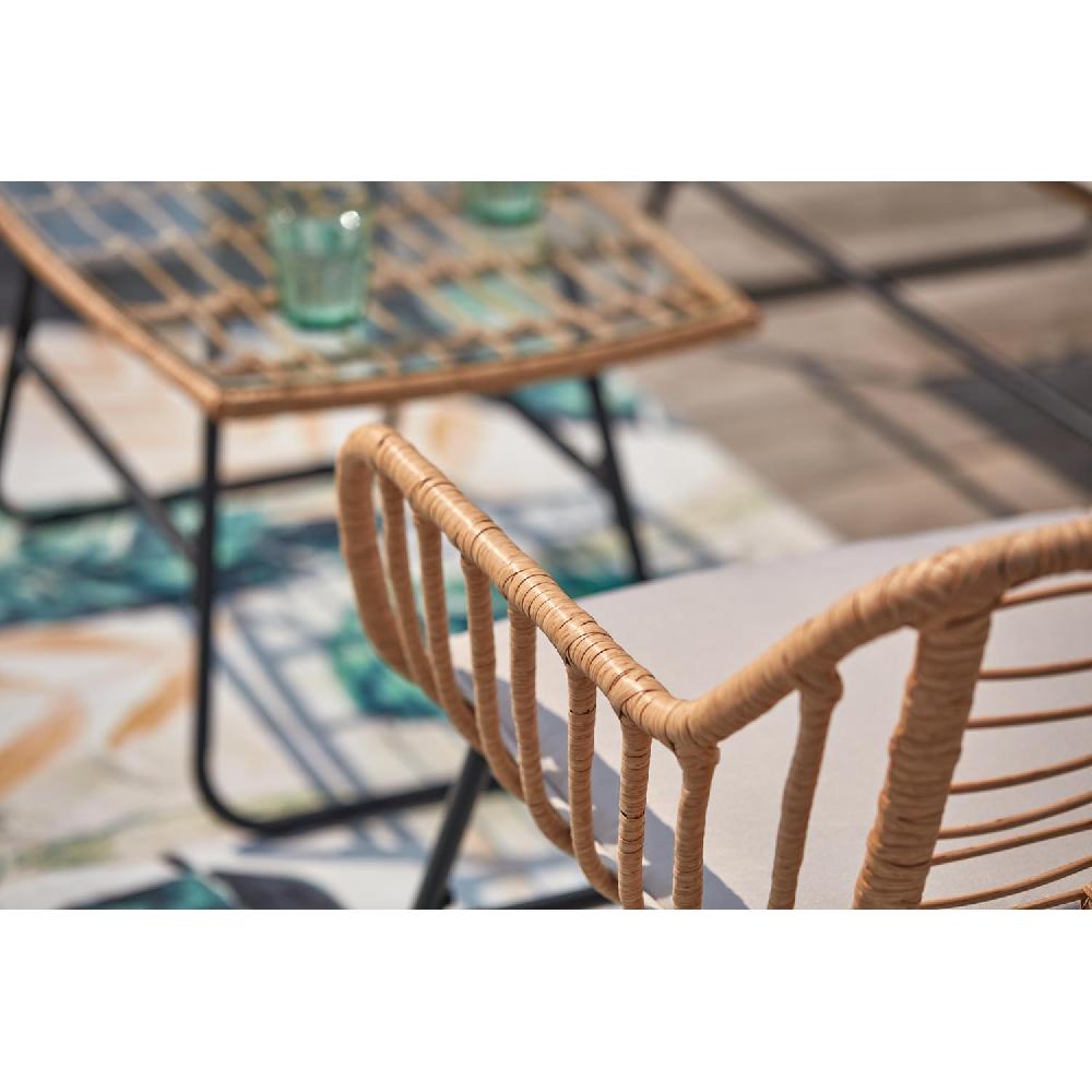 Conjunto Para Balcón 4 Plazas De Ratán Y Acero PAREA