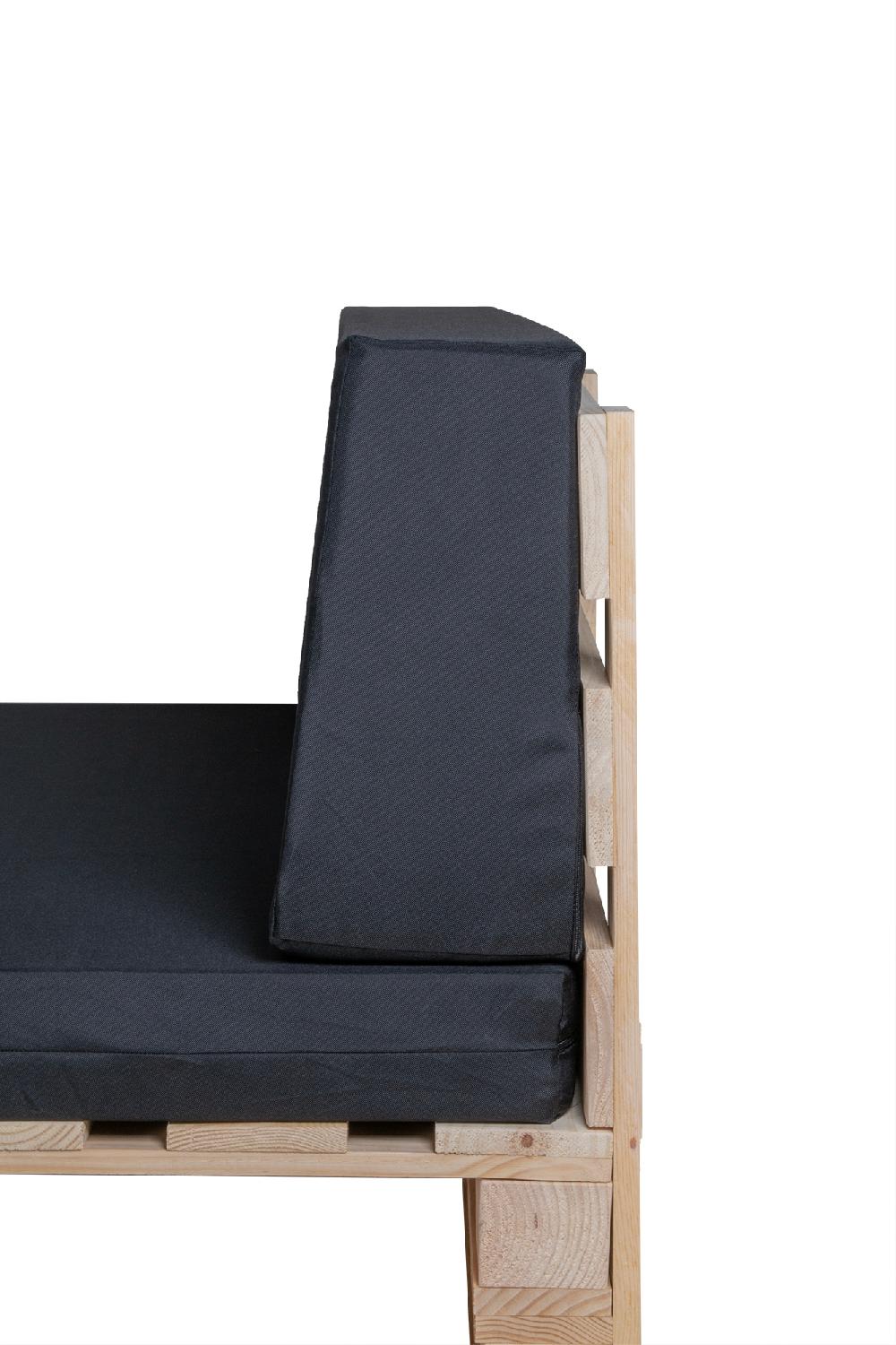CONJUNTO SOFA DE PALETS + COJINES DE TEJIDO IMPERMEABLE (ASIENTO + RESPALDO) - 100X60cm En COLOR NEGRO